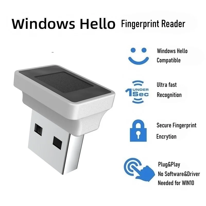 Mini USB Fingerprint Reader Windows 10/11 Biometric Scanner Padlock for Laptops PC Fingerprint Unlock Module File Encryption