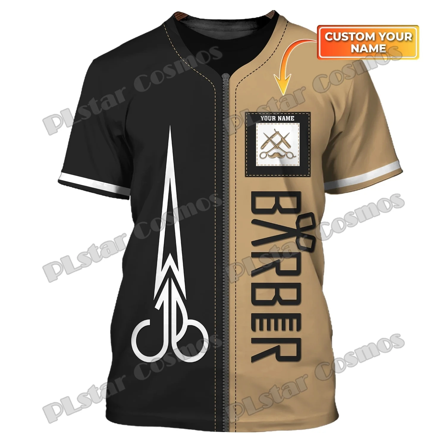 Haircut & Shaves Barber Shop T-Shirt Barber Custom Name 3D Printed Mens t shirt Summer Unisex Casual Tee [Non Workwear] DW224