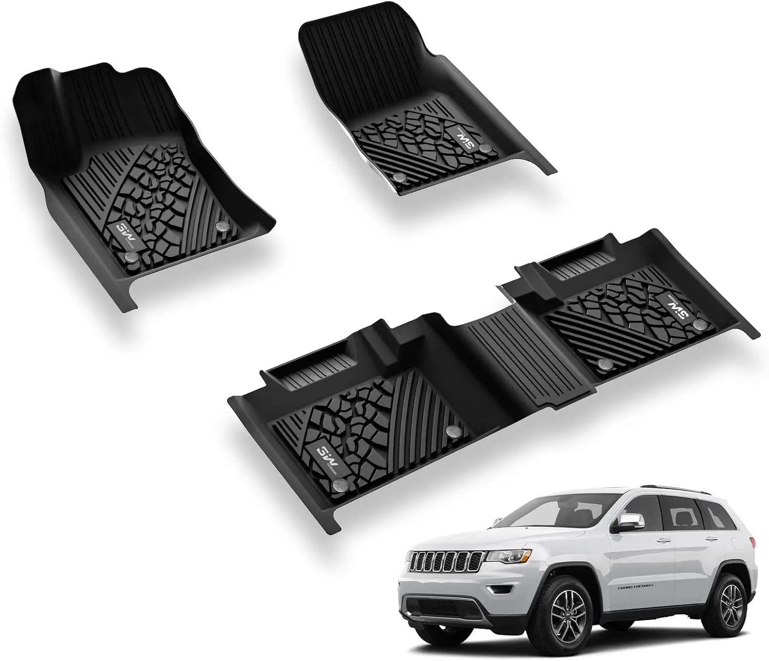 

Custom Fit All Weather Floor Mats for Jeep Grand Cherokee 2016-2023 & Dodge Durango 2016-2021, Full Set TPE Liners
