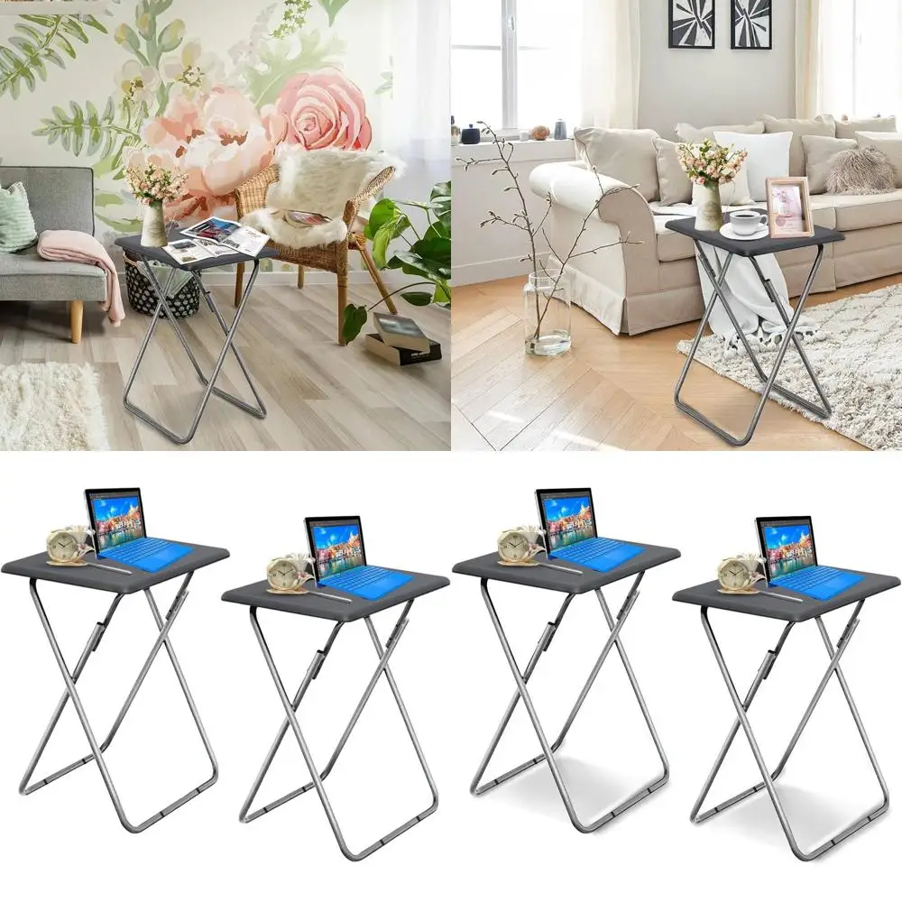 

Складной столик для обеда перед телевизором, регулируемая высота, 25, комплект из 2 предметов, серый