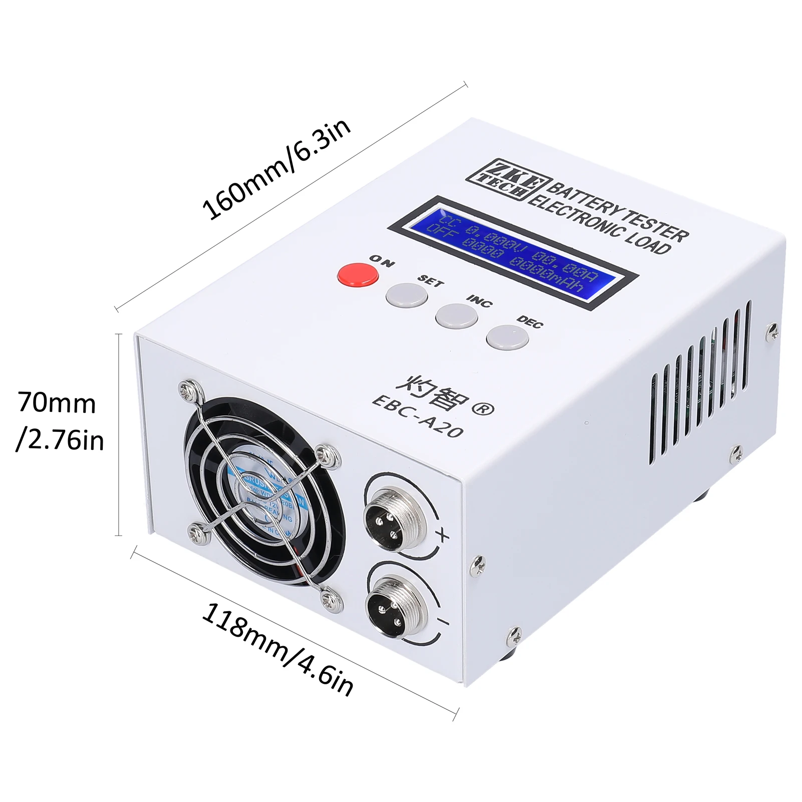 EBC-A20 4-Wire Battery Tester 30V 20A 85W Lithium Leadacid Battery Capacity Tester 5A Recharge 20A Discharge PC Online Control