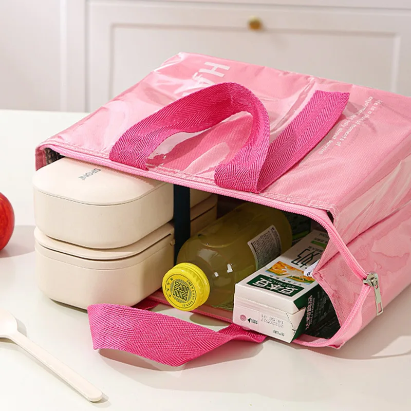 Insulated Lunch Bag PU Waterproof Fashion Insulation Bento Pack Aluminum Foil Rice Bag Ice Pack Student Bento Lunch Handbag