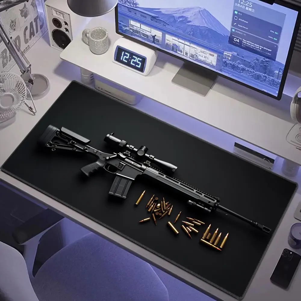 

HYBXAXC Rifle Pistol Revolver Gun Large Mouse Pad Precision Gaming Design Desk Anti-Slip Rubber Bottom Washable Surface Mat