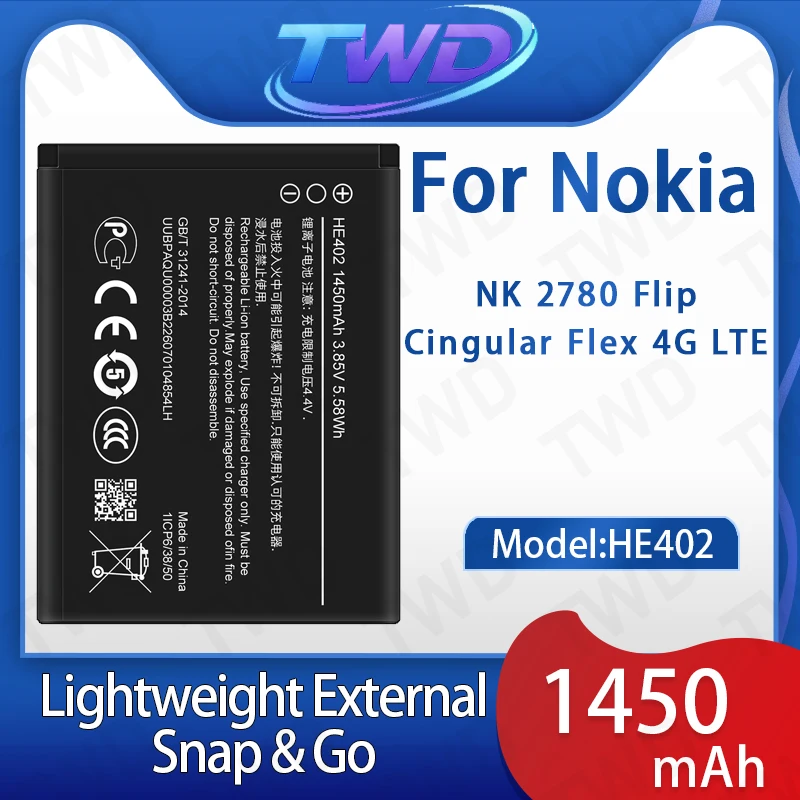 

HE402 Large capacity Battery For Nokia NK 2780 Flip Cingular Flex 4G LTE Batteries New High Quanlity