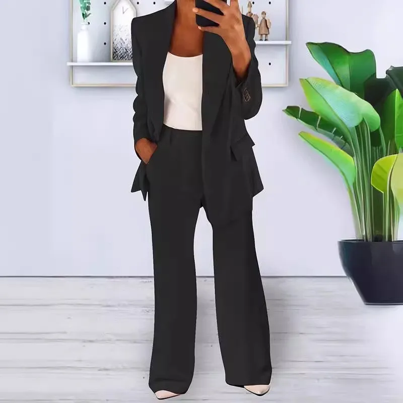 Solid Black Blazer Long Sleeve Notched Lapel Blazers Single Button Patch Pocket Suit Jacket Solid Gray Relaxed Fit Sport Coat