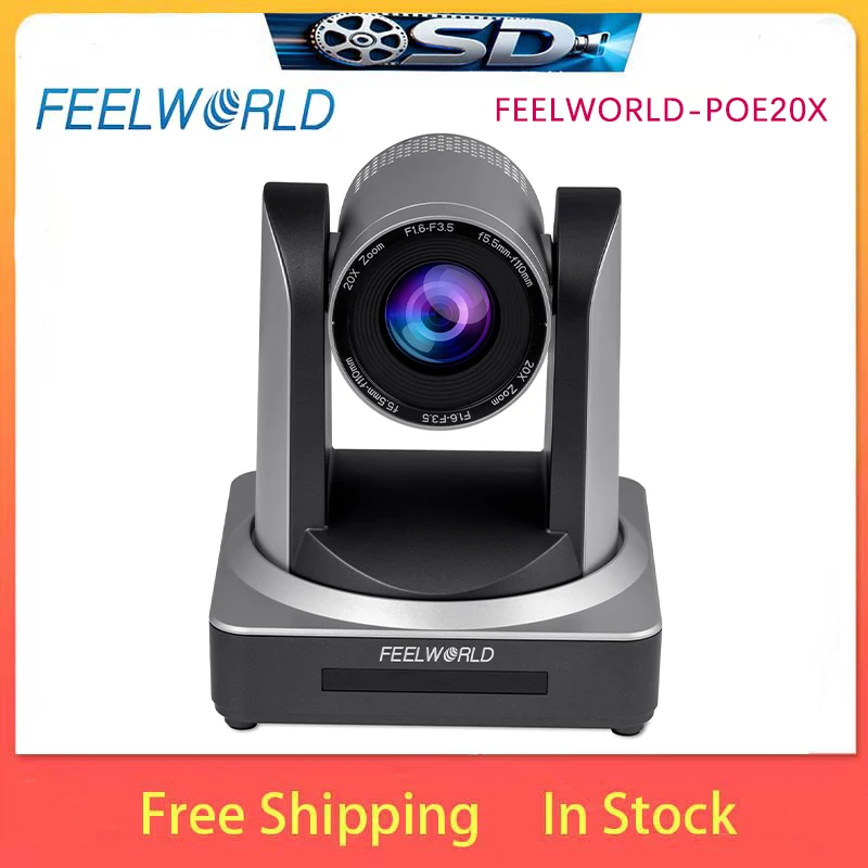 FEELWORLD POE20X PTZ Camera 1080P 20X Optical Zoom 3G SDI HDMI IP PoE Auto Focus Low Light Correction for Church Live Streaming