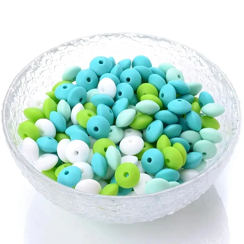 50Pcs/Lot 12mm Silicone Spacer Beads for DIY Charms Newborn Nursing Accessories Necklace Pacifier Chain Teething Toy BPA Free