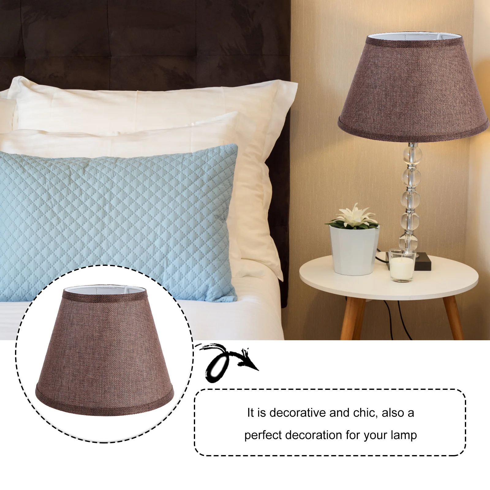 

1Pcs Coffee Brown Lampshade Linen Material Safe Durable Decorative Chic Bedroom Light Cover E27 Lamp Accessories