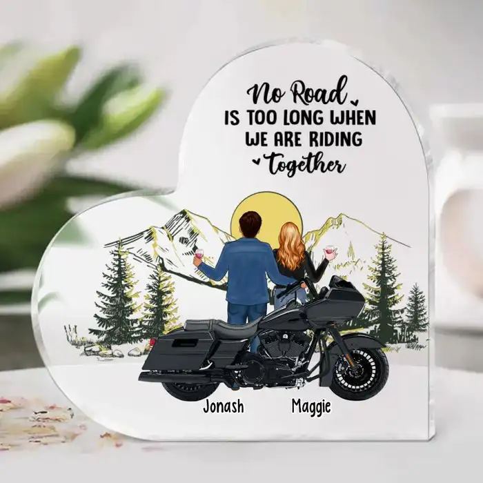 

Motorcycle Couple Sunset Print Acrylic Heart Plaque Riding Partners Couples Motorcycles Lovers for Office Desk Home Decoration