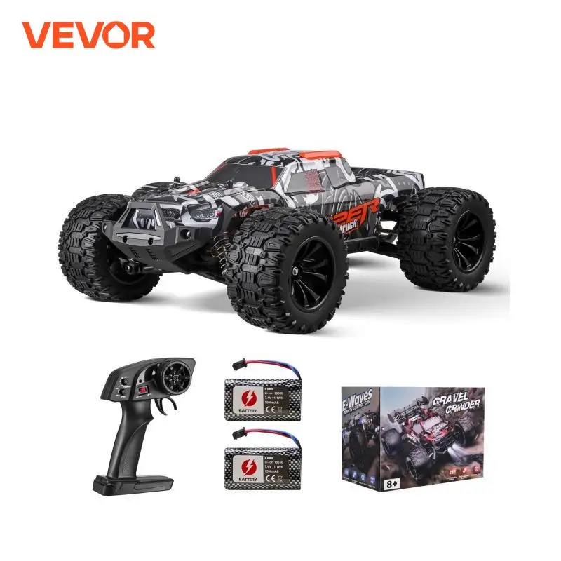 VEVOR 1:14 Brushed 38KM/H 4WD RC Car All Terrain Off-Road Toys with 2 Batteries Monster Drift Racing Truck for Kids Boys Gifts