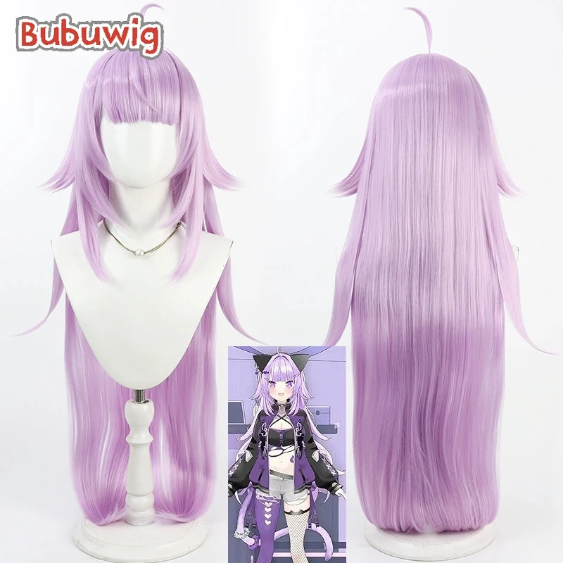 

Bubuwig Synthetic Hair Nekomata Okayu Cosplay Wigs Virtual YouTuber Nekomata Okayu 100cm Long Light Purple Wig Heat Resistant