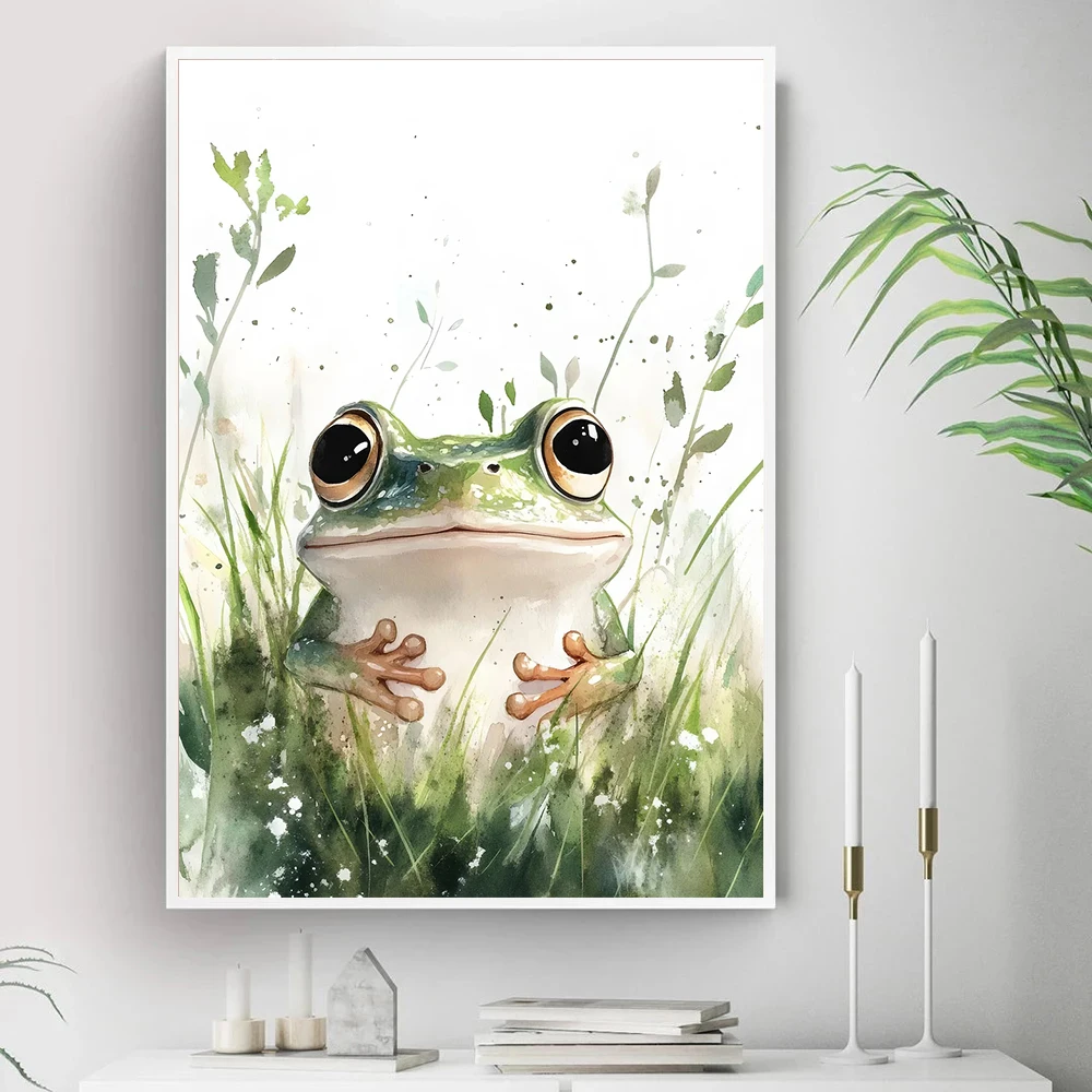 1pc Canvas Painting frameless Cute Baby Animals in Field Grass Posters Watercolor Prints Canvas Painting Wall Art Pictures Home