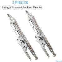 2 Pieces 12 Inch Ultra-long Straight Flat Jaw Long-arm Locking Pliers Long Nose Locking Pliers Mole Grips