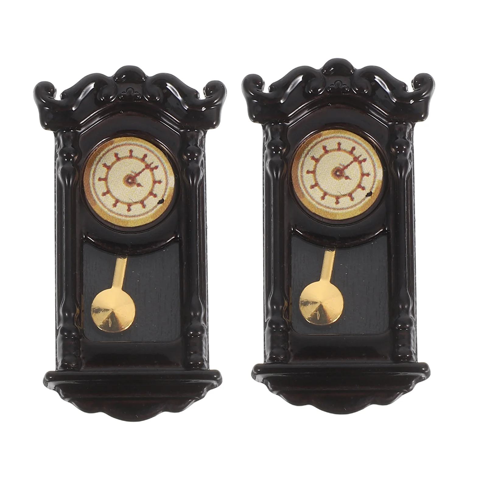 

2Pcs Vintage Wall Clock Miniature Decor: Retro Style Wall Clocks Tiny Furniture Props for Dollhouse Accessories