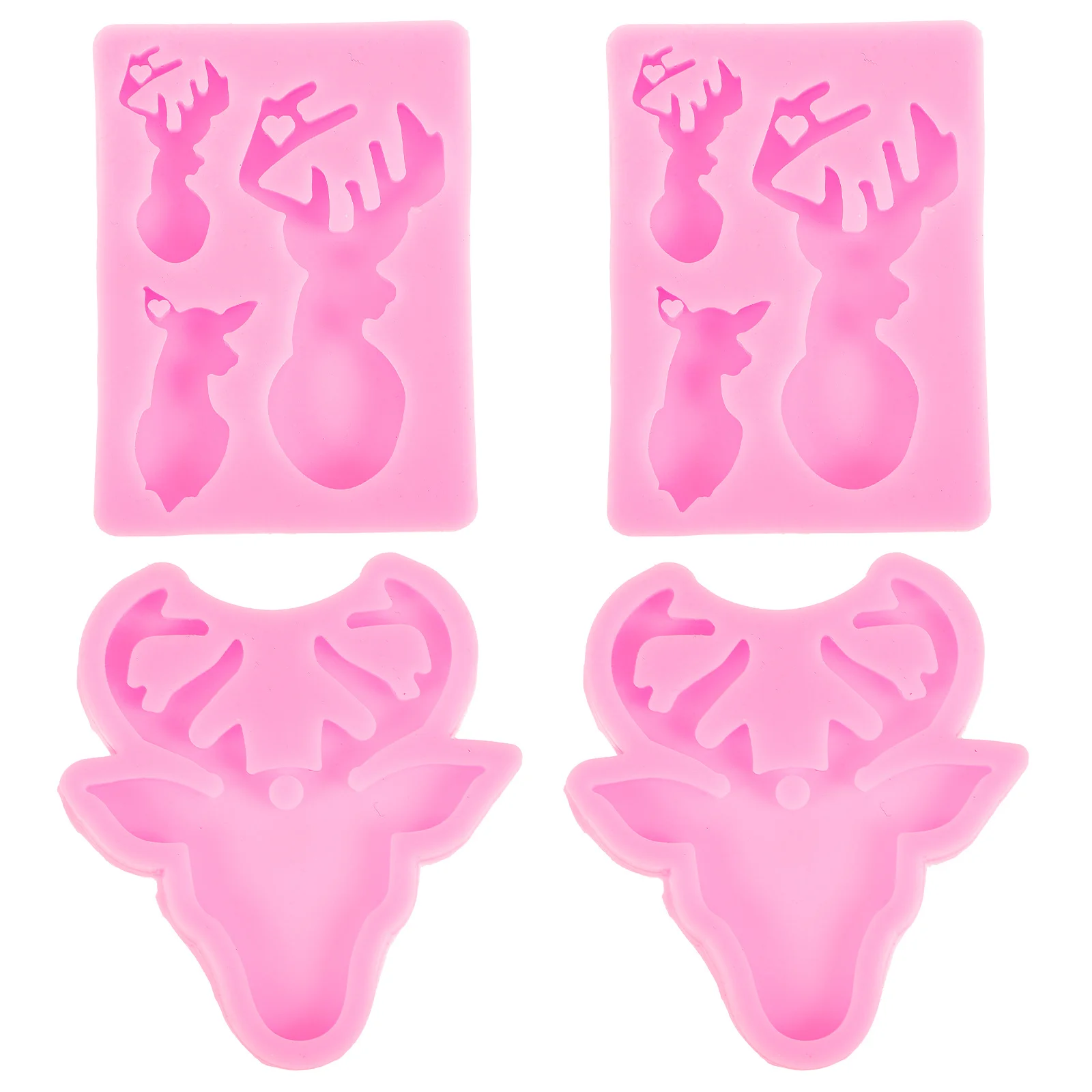 1 مجموعة الغزلان رئيس قالب من السيليكون DIY بها بنفسك الحرف راتنجات الايبوكسي الصب مرنة دائم الحيوان ديكور قوالب سلسلة مفاتيح من السيليكون