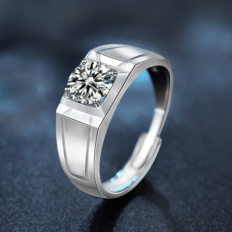 

18K gold mozzarella diamond ring men adjustable men's diamond ring open ring D color