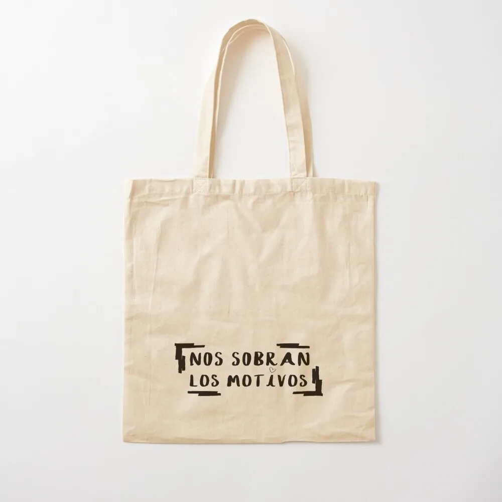 Phrase in Spanish: We have plenty of reasons. Series (II) in black. Tote Bag bag luxury women canvas tote bag Canvas Tote