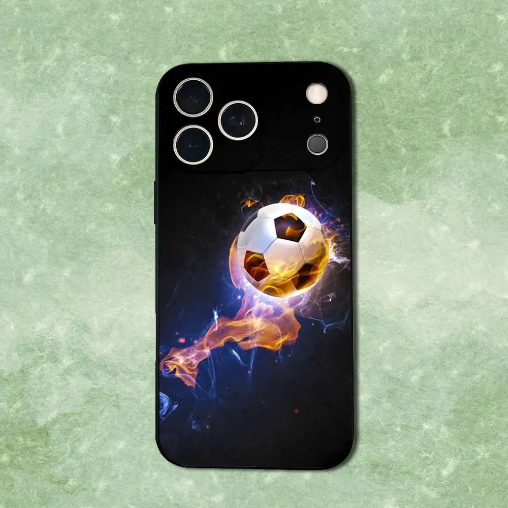 Casing Ponsel Olahraga Sepak Bola Seni Untuk iPhone 14,13,17,12,11,16,15,Plus,Pro Max,XS,X,XR,SE,Mini, Penutup Silikon Lembut Hitam