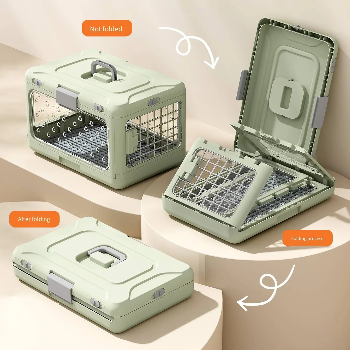 Portable Folding Pet Airline Crat- A Breathable Cat Box for Outdoor Travel Carriage-Sized Cat Shipping Crate with Large Capacity