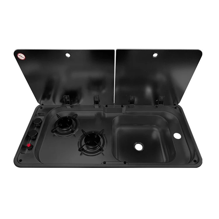 

JDA Black Premium 304 Stainless Steel RV Cooktop-Sink Combos RV Sink And Stove For Caravan Boat Yacht Camper Marine Trailer