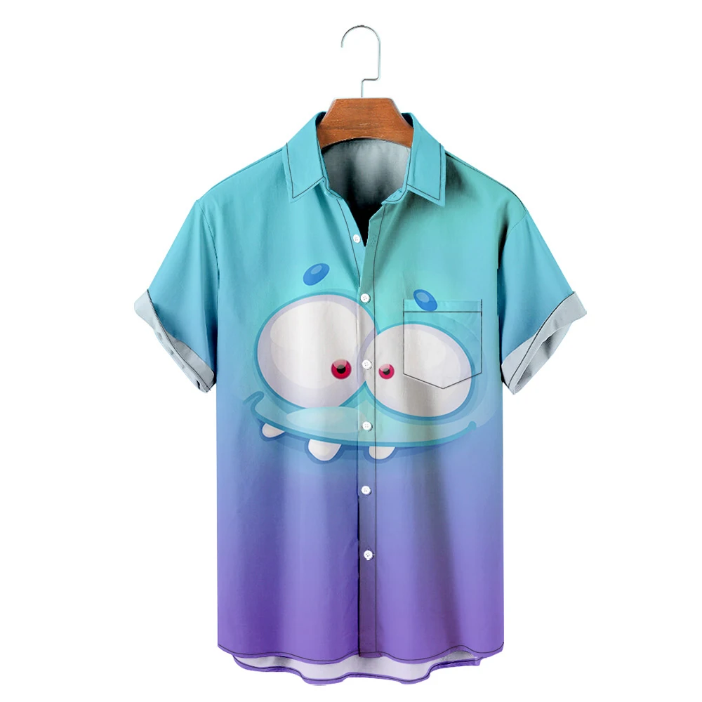 

Men's Hawaiian T-Shirt Y2K Hombre Fashion Shirt Horror Cartoon Face3D Print Cozy Casual Short Sleeve Beach Oversized Clothes 15