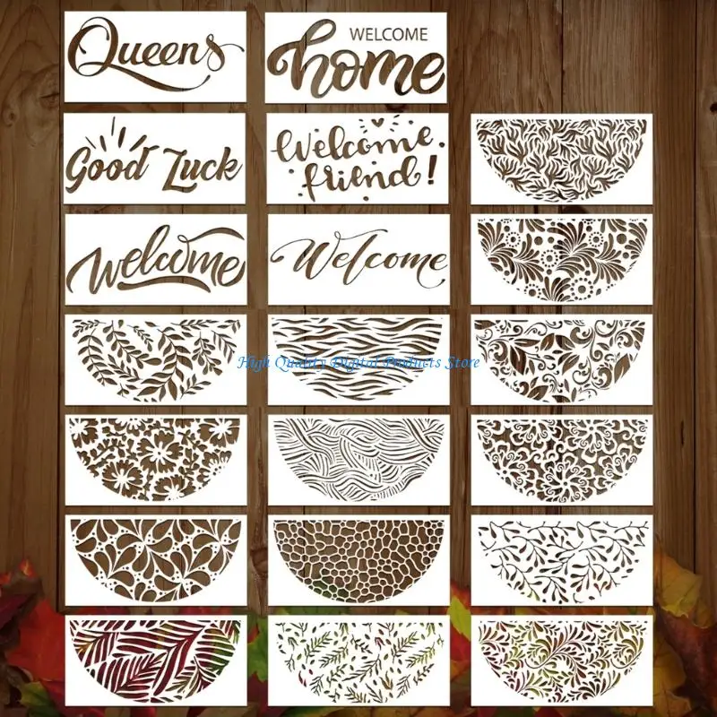 

U2JE 30Pcs Reusable Plastic Painting Templates 11.8x5.9in Leaves Floral Drawing Stencils For Painting on Paper Glass