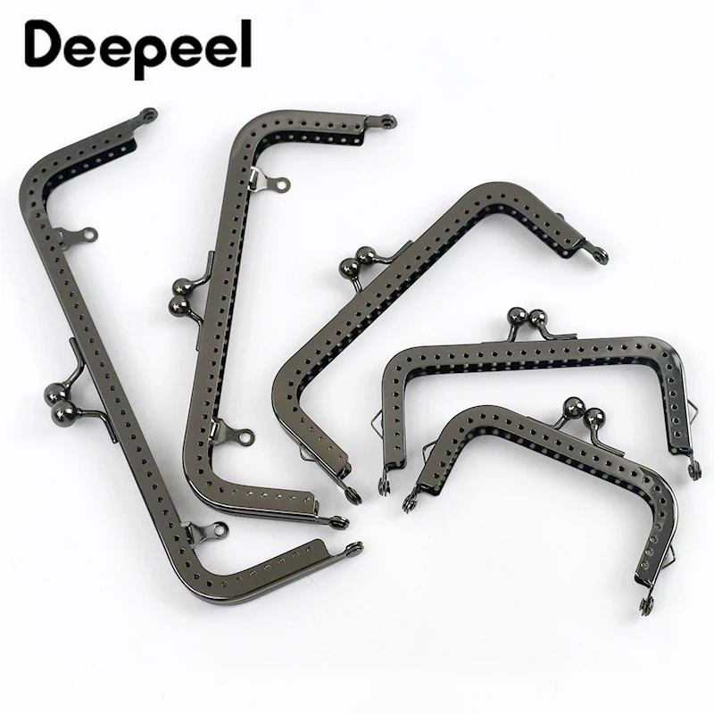 1-5Pcs 8.5-18.5cm Vintage Pattern Purse Frame Women Bags Handle Metal Square Kiss Clasp Lock Sewing Brackets Accessories