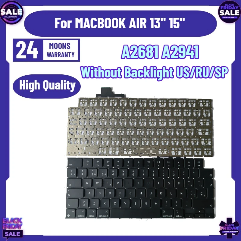 

New Laptop A2681 A2941 Keyboard for MACBOOK AIR 13" 15" Retina A2681 Keyboard US UK English Russia Spain No Backlight