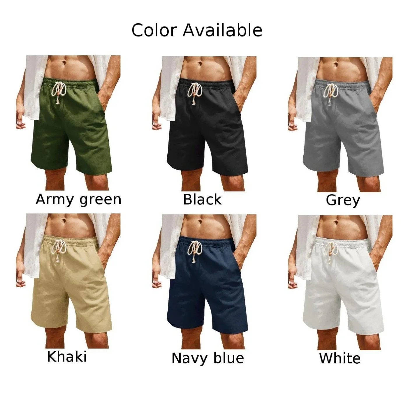 Mens Shorts Beach Casual Chino Elastic Waist Fitness For Summer Hiking Loose Polyester Short Pants Mens Fashion