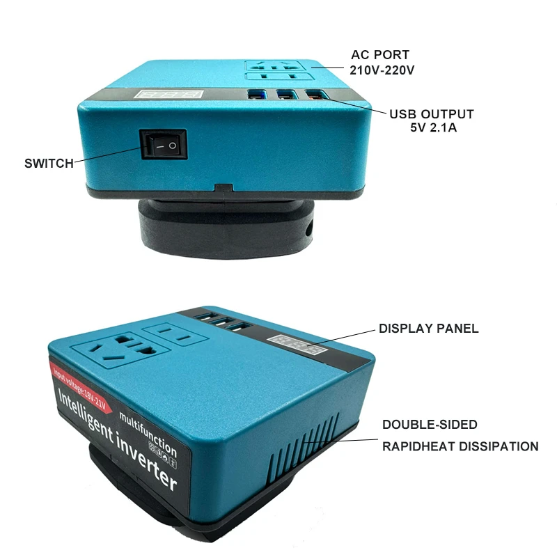 Power Inverter for Makita 18V Battery DC 18V to AC 220V Battery Inverter Portable Power Station Generator Charger Adapter