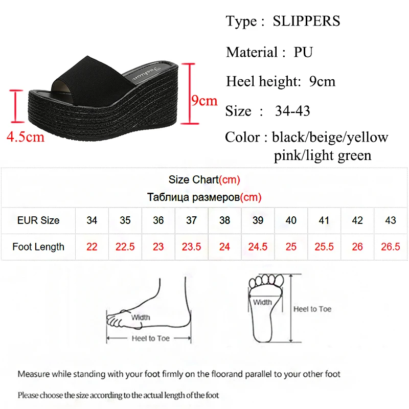 JMPRS 2022 Summer Platform Wedges Slippers Women Yellow Open Toe Thick Bottom Sandals Woman Outdoor Casual Beach Shoes Ladies 43