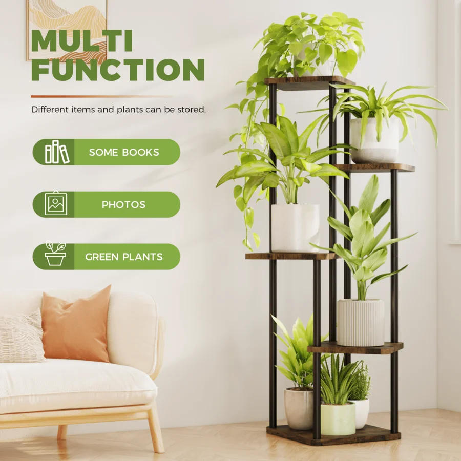 Plant Stand Indoor Tall Plant Shelf For Multiple Plants Metal Plant Table Tiered Flower Stand For Living Room Bedroom Balcony Br