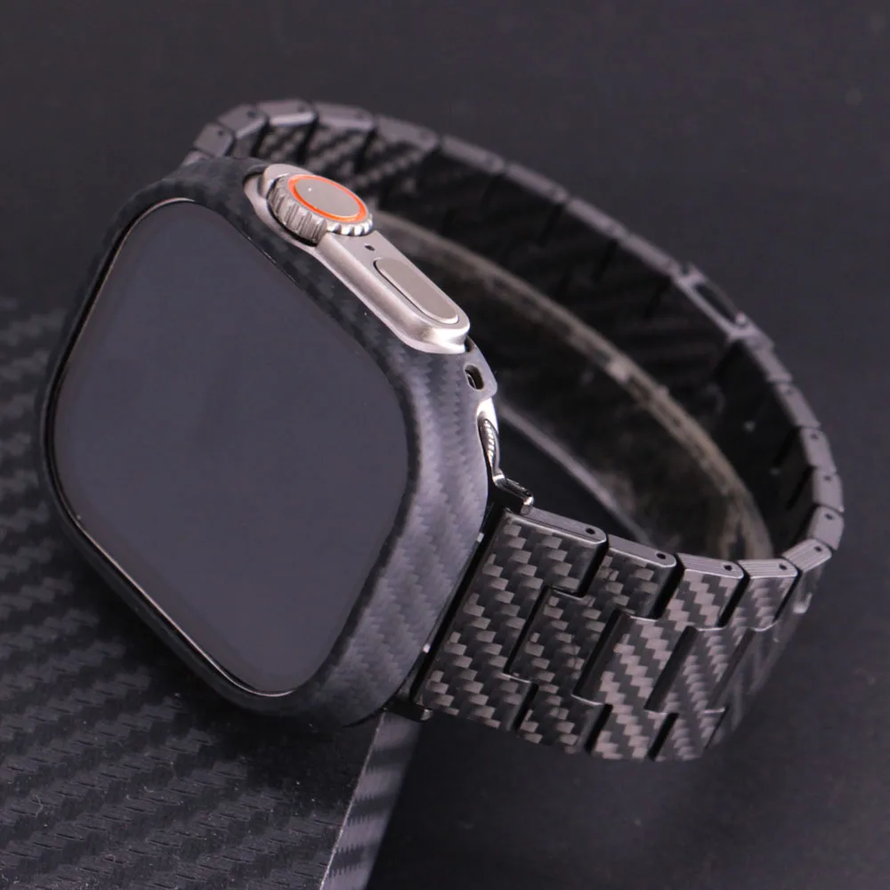 Genuine Carbon Fibre Strap For Apple Watch Ultra 49mm 45mm Band+Carbon Fibre Case iWatch Series 8 7 High-quality Bracelet