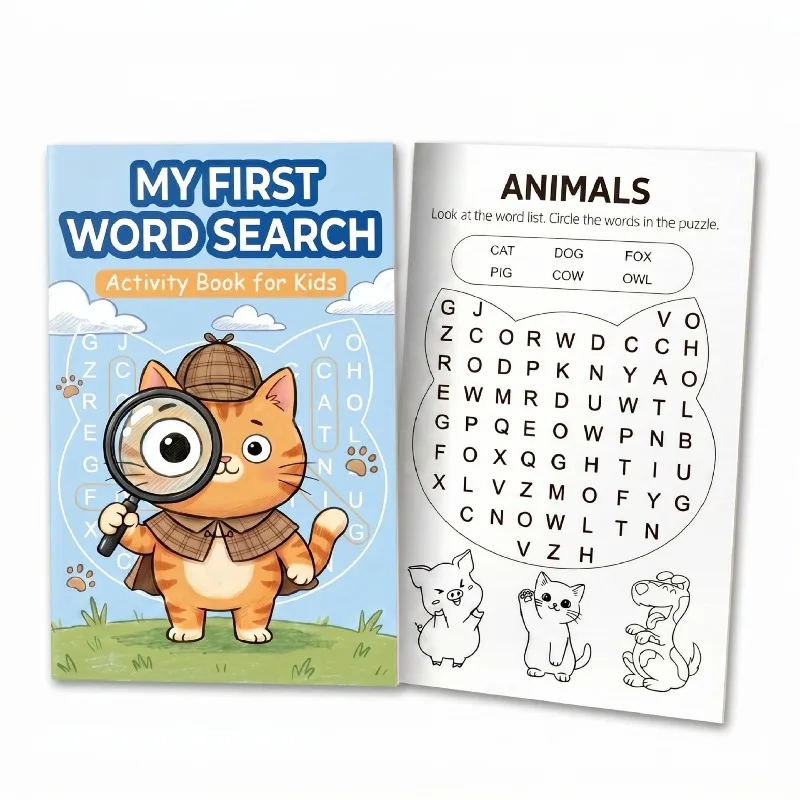 Children's Word Search Coloring Book with 12 Themes - Word Search Coloring for English and Intelligence Development