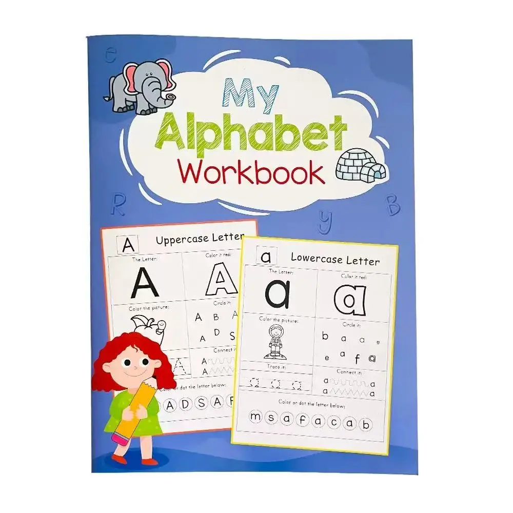 26 Letters A-Z Alphabet Phonics Words Practice Workbook Preschool Learning English Language Kindergarten Writing Coloring Book