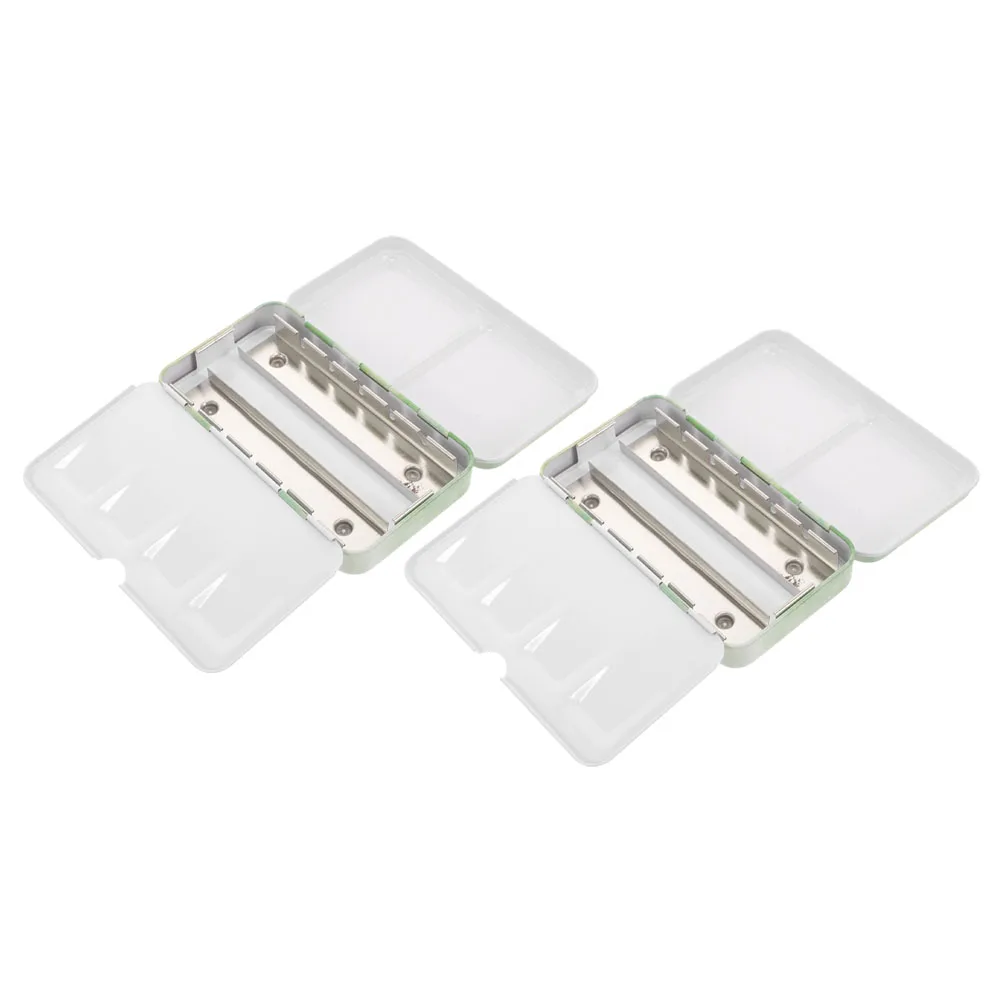 

2Pcs Watercolor Palette Box Portable Foldable Iron Solid Pigment Tin Box Built-in Mixing Palette Travel Paint Case for Painting