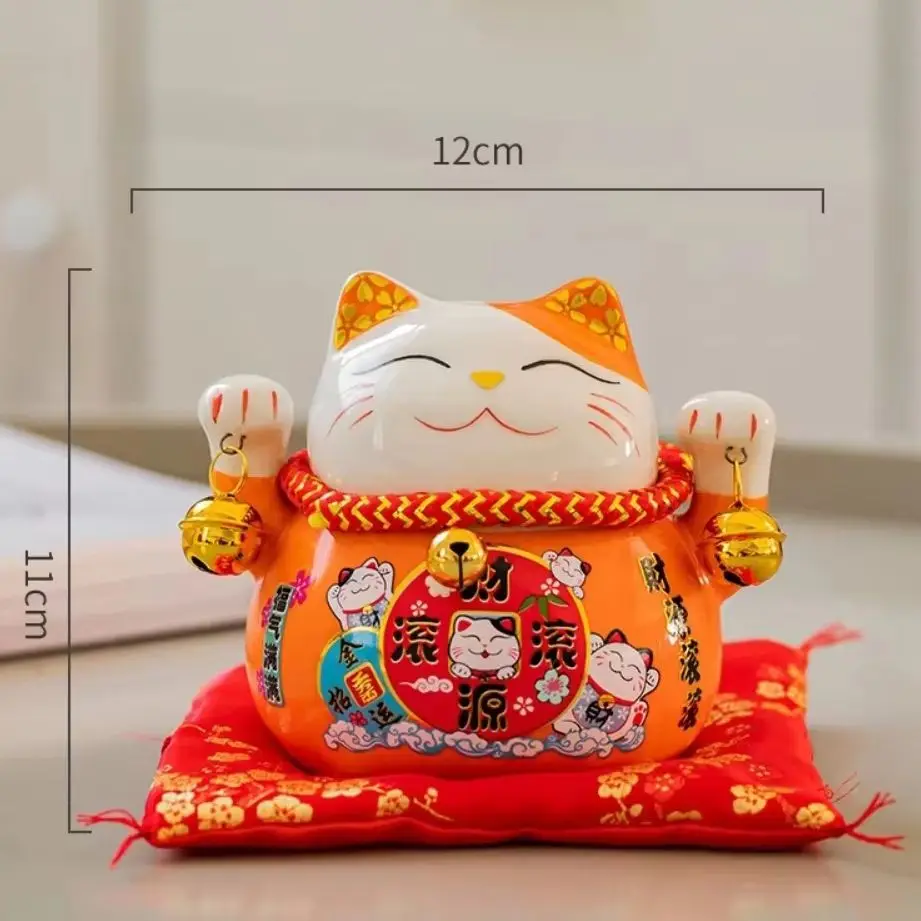 Color Cute Lucky Cat Ceramic Small Piggy Bank Portable Fortune Cat Statue Home Store Statue Wealth Attracting Ornament