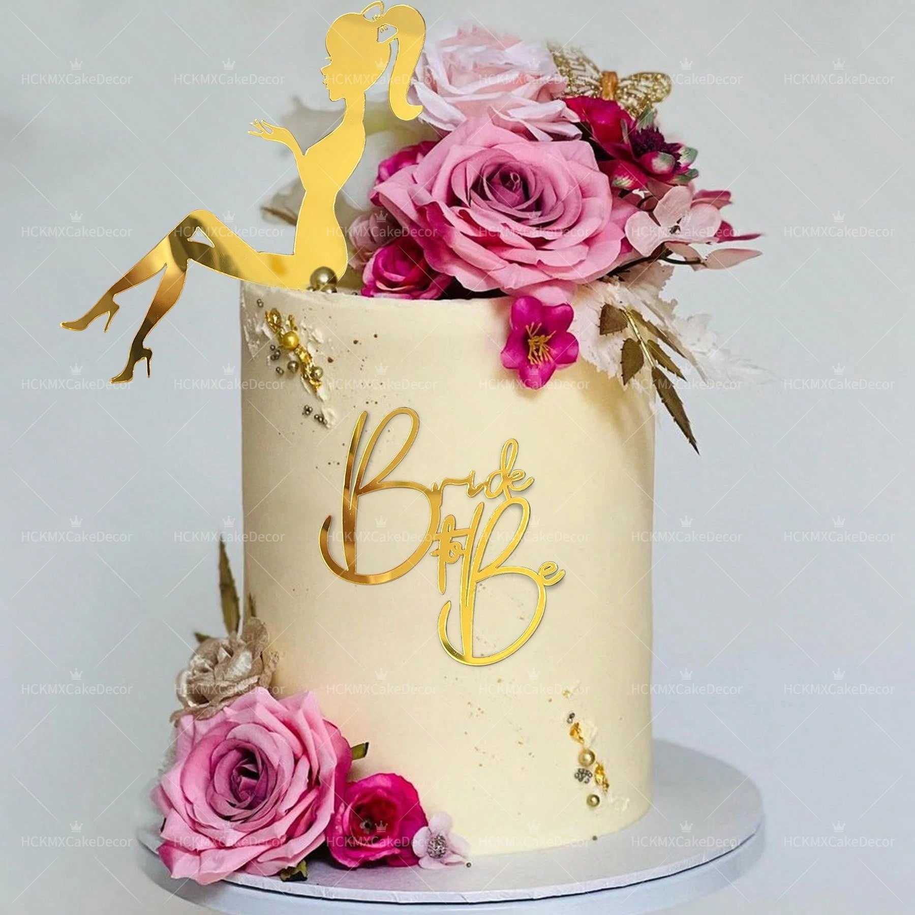 2pcs/set Gold Acrylic Bride To Be Cake Topper For Wedding Cake Decorations Supplies