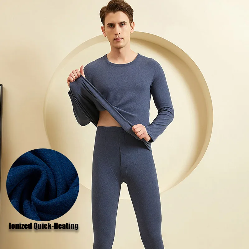 

Winter New Men's Double-Sided Fleece Quick-Heating Cation Warm Thermal Underwear Fleece Lined Soft Comfortable Long Sleeved Sets