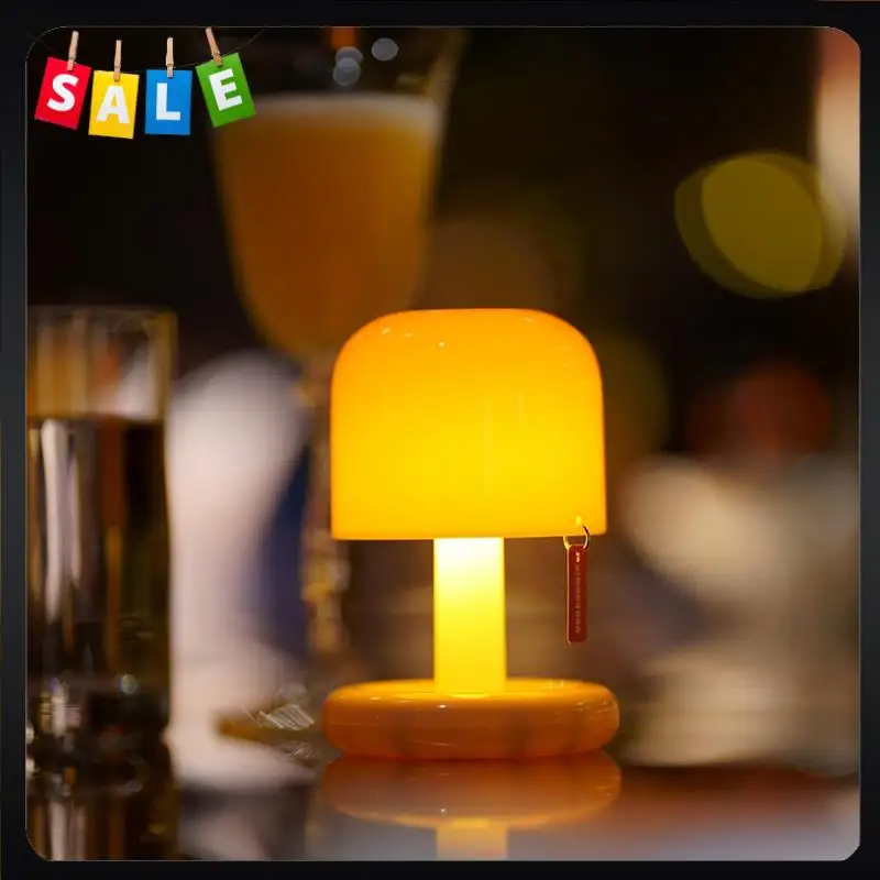 ABEZ Mini Desk Lamp, Sunset Night Light, USB Charging, Mushroom Style LED Night Light, Coffee Bar Home Decor Bedroom