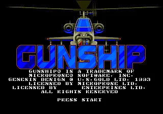 Gunship  16bit MD Game Card For Sega Mega Drive For Genesis