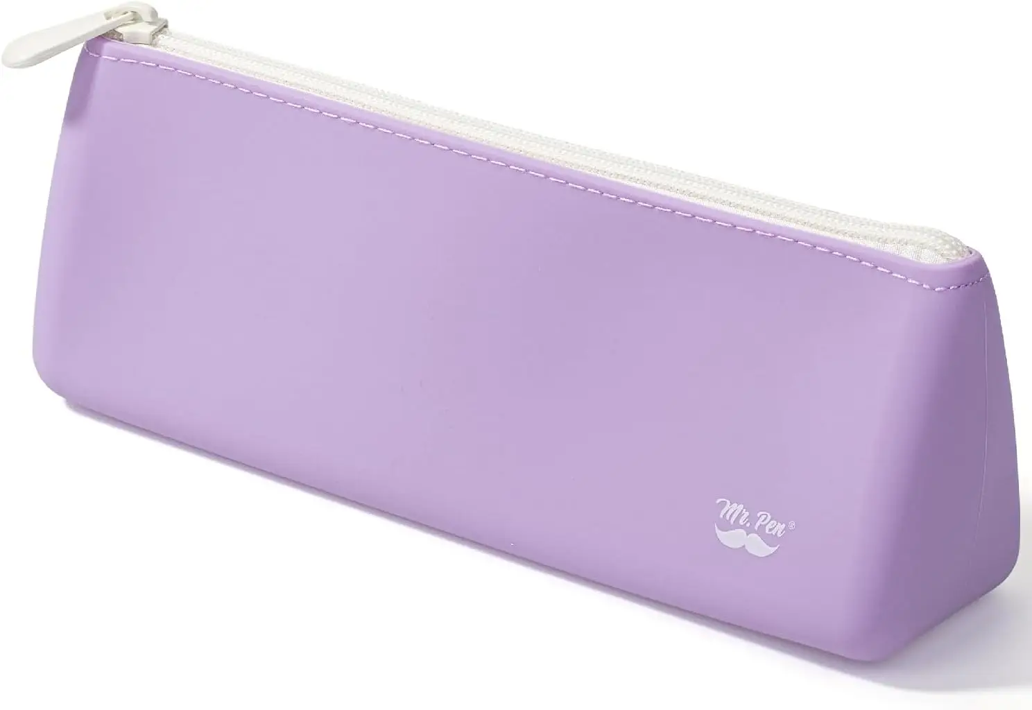 

Pastel Lavender Silicone Pencil Case with Triangular Design, Multipurpose Storage Pouch for Stationery and Makeup