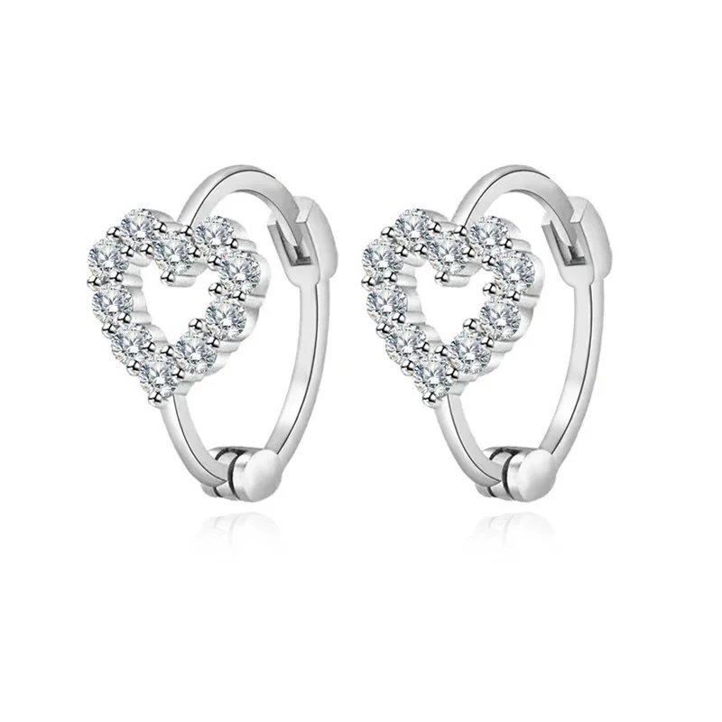 

6526622 Lefei Fashion Classic Design Moissanite Exquisite Fine Hollow Heart Earrings Charm Women Silver s925 Party Jewelry Gift