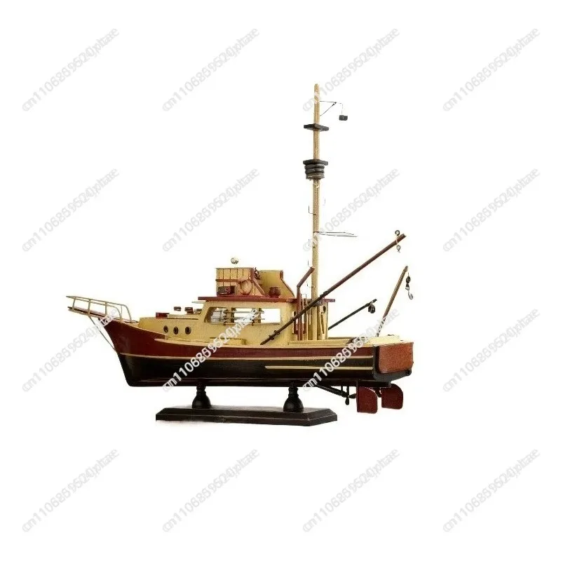 Wooden Jaws - 37cm Orca Model Shark Fishing Boat Movie Relative Items Custom Famous Boats Antique Decoration Seaside Home Decor