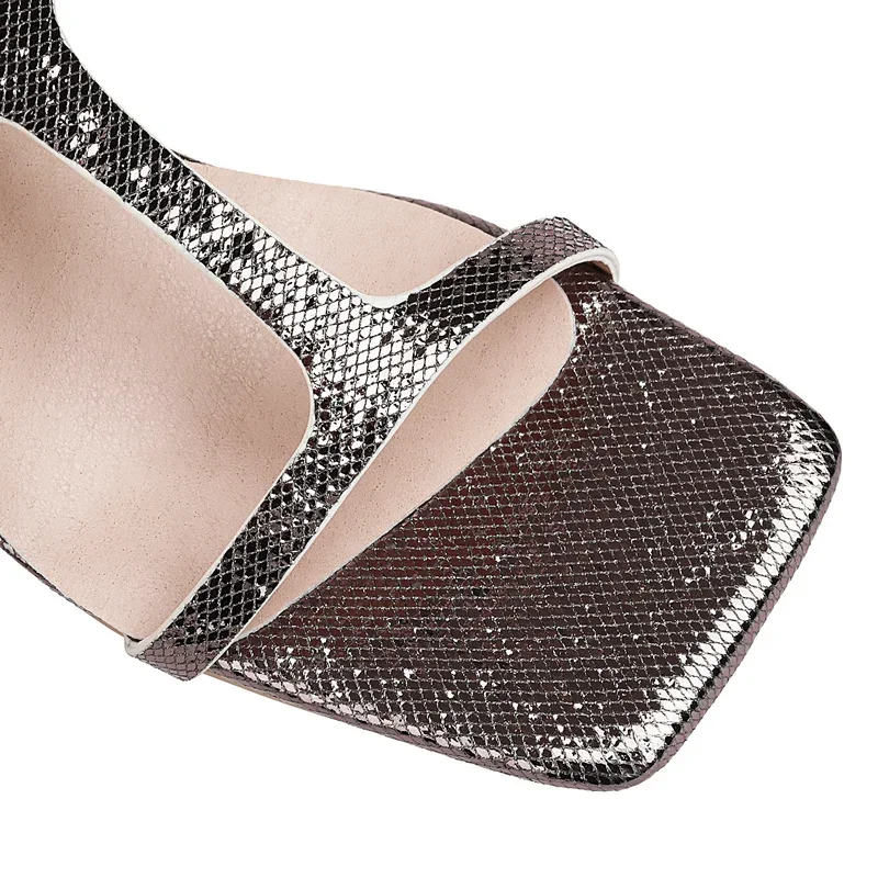 2025 Summer Women High Heel Shoes PU Leather Strength Style Ladies Sandals Open Toe Buckle Sexy Party Women\'s Shoes Plus Size