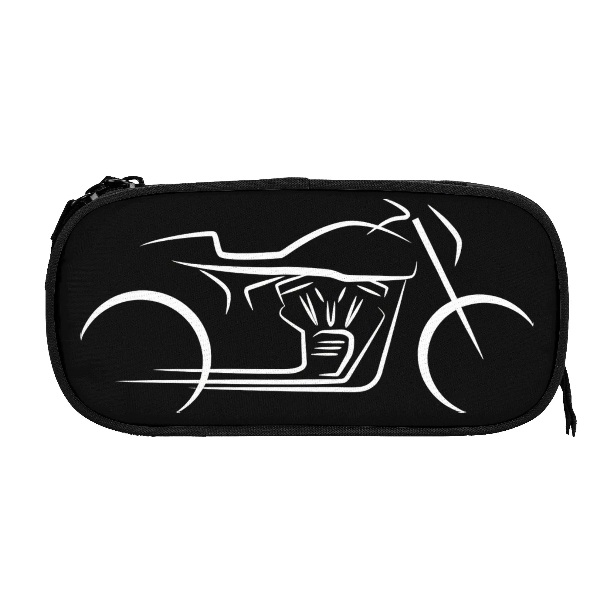 1 piece Lightweight Bike Pencil Case Student Pen Bag Motorcycle Line Art School Stationery Bag