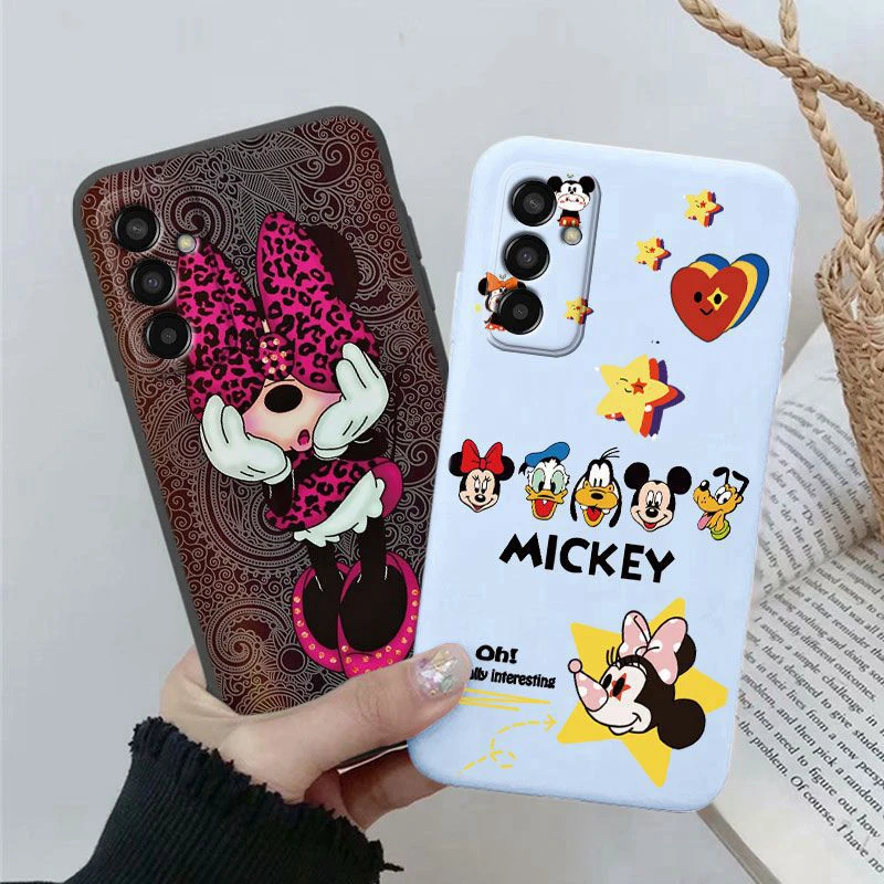 For Samsung Galaxy M13 4G Cute Mickey Minnie Phone Case Cartoon Silicone Fundas For Samsung M 13 GalaxyM13 Back Cover Shell Bag