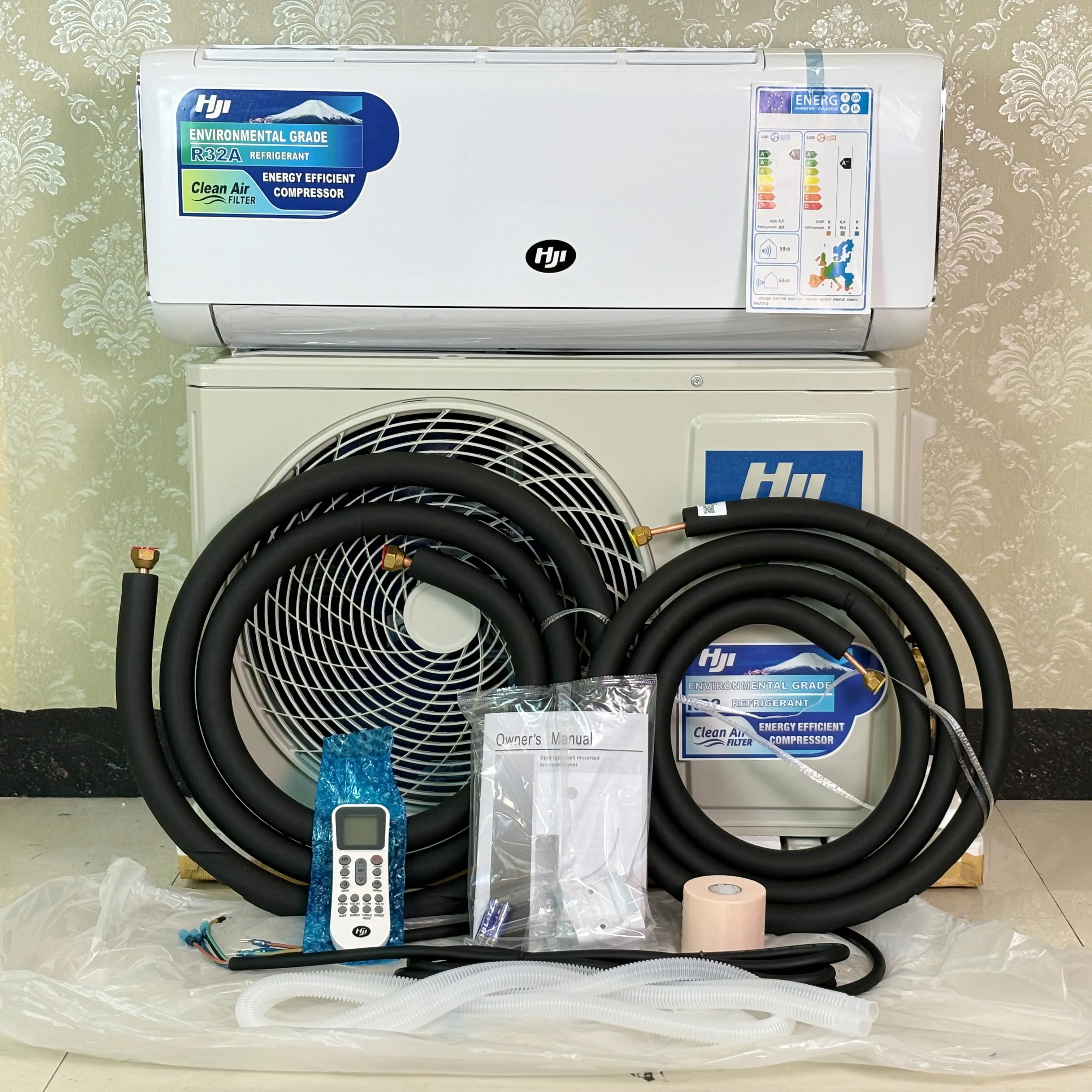 مكيف هواء ذكي عاكس 1.5 حصان 12000 وحدة حرارية بريطانية - R32 مثبت على الحائط، تيار متردد للمنزل، موفر للطاقة والتبريد الهادئ