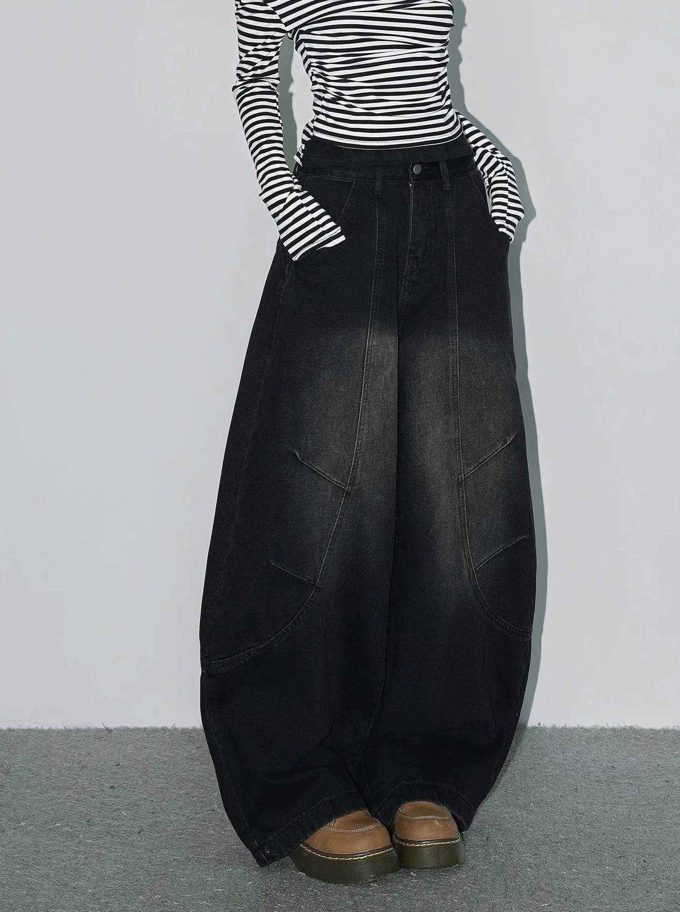 

Y2K черные джинсы женские с высокой талией ретро стираные джинсовые брюки с изогнутым ножом грушевидной формы швабра осень