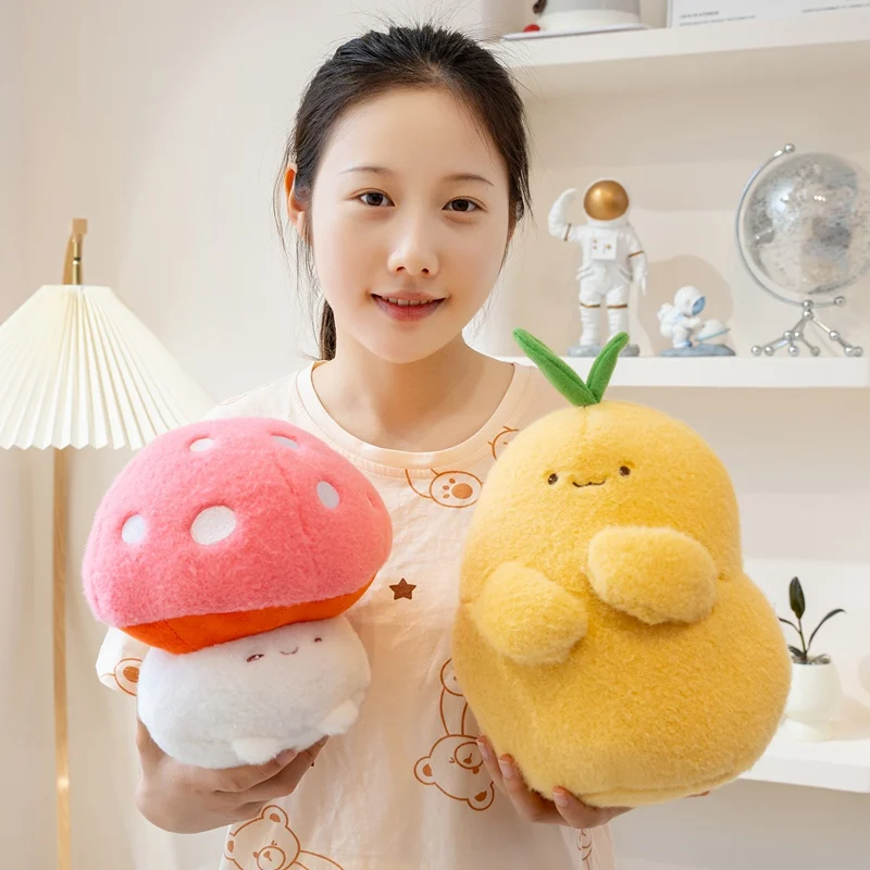 Kawaii الخضار الأسرة بلوشي البروكلي البروكلي الباذنجان الثوم الفجل البطاطس الكرفس اليقطين الفطر محشوة ألعاب الدمى الاطفال